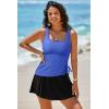 imageAleumdr Tankini Swimsuits for Women Swim Dress Two Piece Bathing Suit Square Neck Drawstring Tankini Tops with SkirtA6 Sky Blue