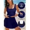 imageAleumdr Tankini Swimsuits for Women Swim Dress Two Piece Bathing Suit Square Neck Drawstring Tankini Tops with SkirtA7 Navy Blue
