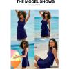 imageAleumdr Tankini Swimsuits for Women Swim Dress Two Piece Bathing Suit Square Neck Drawstring Tankini Tops with SkirtA7 Navy Blue