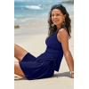 imageAleumdr Tankini Swimsuits for Women Swim Dress Two Piece Bathing Suit Square Neck Drawstring Tankini Tops with SkirtA7 Navy Blue
