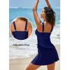 imageAleumdr Tankini Swimsuits for Women Swim Dress Two Piece Bathing Suit Square Neck Drawstring Tankini Tops with SkirtA7 Navy Blue