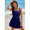 imageAleumdr Tankini Swimsuits for Women Swim Dress Two Piece Bathing Suit Square Neck Drawstring Tankini Tops with SkirtA7 Navy Blue