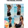 imageAleumdr Tankini Swimsuits for Women Swim Dress Two Piece Bathing Suit Square Neck Drawstring Tankini Tops with SkirtA9 Black Pink
