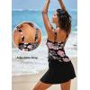 imageAleumdr Tankini Swimsuits for Women Swim Dress Two Piece Bathing Suit Square Neck Drawstring Tankini Tops with SkirtA9 Black Pink