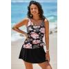 imageAleumdr Tankini Swimsuits for Women Swim Dress Two Piece Bathing Suit Square Neck Drawstring Tankini Tops with SkirtA9 Black Pink