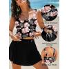 imageAleumdr Tankini Swimsuits for Women Swim Dress Two Piece Bathing Suit Square Neck Drawstring Tankini Tops with SkirtA9 Black Pink