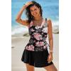 imageAleumdr Tankini Swimsuits for Women Swim Dress Two Piece Bathing Suit Square Neck Drawstring Tankini Tops with SkirtA9 Black Pink