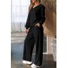 imageAleumdr Two Piece Outfits Half Zip Sweatshirt Sweatsuit Lounge Sets for Women Matching Set Wide Leg Sweatpant TracksuitA1 Black