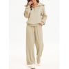 imageAleumdr Two Piece Outfits Half Zip Sweatshirt Sweatsuit Lounge Sets for Women Matching Set Wide Leg Sweatpant TracksuitA10 Beige