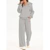imageAleumdr Two Piece Outfits Half Zip Sweatshirt Sweatsuit Lounge Sets for Women Matching Set Wide Leg Sweatpant TracksuitA13 Gray