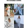 imageAleumdr Two Piece Outfits Half Zip Sweatshirt Sweatsuit Lounge Sets for Women Matching Set Wide Leg Sweatpant TracksuitA2 Gray