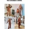 imageAleumdr Two Piece Outfits Half Zip Sweatshirt Sweatsuit Lounge Sets for Women Matching Set Wide Leg Sweatpant TracksuitA3 Coffee