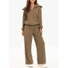imageAleumdr Two Piece Outfits Half Zip Sweatshirt Sweatsuit Lounge Sets for Women Matching Set Wide Leg Sweatpant TracksuitA3 Coffee