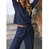 imageAleumdr Two Piece Outfits Half Zip Sweatshirt Sweatsuit Lounge Sets for Women Matching Set Wide Leg Sweatpant TracksuitA4 Navy Blue