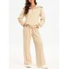 imageAleumdr Two Piece Outfits Half Zip Sweatshirt Sweatsuit Lounge Sets for Women Matching Set Wide Leg Sweatpant TracksuitA5 Apricot