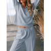 imageAleumdr Two Piece Outfits Half Zip Sweatshirt Sweatsuit Lounge Sets for Women Matching Set Wide Leg Sweatpant TracksuitA6 Light Blue