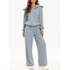imageAleumdr Two Piece Outfits Half Zip Sweatshirt Sweatsuit Lounge Sets for Women Matching Set Wide Leg Sweatpant TracksuitA6 Light Blue