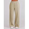 imageAleumdr Two Piece Outfits Half Zip Sweatshirt Sweatsuit Lounge Sets for Women Matching Set Wide Leg Sweatpant TracksuitA7 Beige