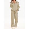 imageAleumdr Two Piece Outfits Half Zip Sweatshirt Sweatsuit Lounge Sets for Women Matching Set Wide Leg Sweatpant TracksuitA7 Beige