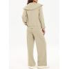 imageAleumdr Two Piece Outfits Half Zip Sweatshirt Sweatsuit Lounge Sets for Women Matching Set Wide Leg Sweatpant TracksuitA7 Beige
