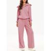 imageAleumdr Two Piece Outfits Half Zip Sweatshirt Sweatsuit Lounge Sets for Women Matching Set Wide Leg Sweatpant TracksuitA8 Pink