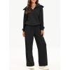 imageAleumdr Two Piece Outfits Half Zip Sweatshirt Sweatsuit Lounge Sets for Women Matching Set Wide Leg Sweatpant TracksuitA9 Black