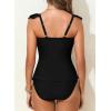 imageAleumdr Two Piece Tankini Swimsuits for Women Cutout Tummy Control Bathing Suit Ruffled V Neck Tank Tops with BottomBlack