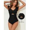 imageAleumdr Two Piece Tankini Swimsuits for Women Cutout Tummy Control Bathing Suit Ruffled V Neck Tank Tops with BottomBlack