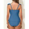 imageAleumdr Two Piece Tankini Swimsuits for Women Cutout Tummy Control Bathing Suit Ruffled V Neck Tank Tops with BottomBlue