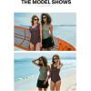 imageAleumdr Two Piece Tankini Swimsuits for Women Cutout Tummy Control Bathing Suit Ruffled V Neck Tank Tops with BottomDark Brown