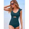 imageAleumdr Two Piece Tankini Swimsuits for Women Cutout Tummy Control Bathing Suit Ruffled V Neck Tank Tops with BottomGreen