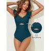 imageAleumdr Two Piece Tankini Swimsuits for Women Cutout Tummy Control Bathing Suit Ruffled V Neck Tank Tops with BottomGreen