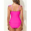 imageAleumdr Two Piece Tankini Swimsuits for Women Cutout Tummy Control Bathing Suit Ruffled V Neck Tank Tops with BottomHot Pink