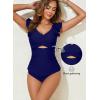 imageAleumdr Two Piece Tankini Swimsuits for Women Cutout Tummy Control Bathing Suit Ruffled V Neck Tank Tops with BottomNavy Blue