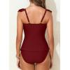 imageAleumdr Two Piece Tankini Swimsuits for Women Cutout Tummy Control Bathing Suit Ruffled V Neck Tank Tops with BottomRed