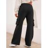 imageAleumdr Women High Waisted Drawstring Wide Leg Cargo Pants 2025 Trendy Casual Baggy Joggers Pants with PocketsBlack