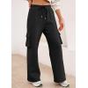 imageAleumdr Women High Waisted Drawstring Wide Leg Cargo Pants 2025 Trendy Casual Baggy Joggers Pants with PocketsBlack