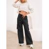 imageAleumdr Women High Waisted Drawstring Wide Leg Cargo Pants 2025 Trendy Casual Baggy Joggers Pants with PocketsBlack