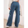 imageAleumdr Women High Waisted Drawstring Wide Leg Cargo Pants 2025 Trendy Casual Baggy Joggers Pants with PocketsBlue