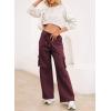imageAleumdr Women High Waisted Drawstring Wide Leg Cargo Pants 2025 Trendy Casual Baggy Joggers Pants with PocketsBurgundy Red