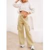 imageAleumdr Women High Waisted Drawstring Wide Leg Cargo Pants 2025 Trendy Casual Baggy Joggers Pants with PocketsFlaxen