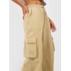 imageAleumdr Women High Waisted Drawstring Wide Leg Cargo Pants 2025 Trendy Casual Baggy Joggers Pants with PocketsFlaxen
