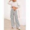 imageAleumdr Women High Waisted Drawstring Wide Leg Cargo Pants 2025 Trendy Casual Baggy Joggers Pants with PocketsGray