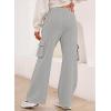 imageAleumdr Women High Waisted Drawstring Wide Leg Cargo Pants 2025 Trendy Casual Baggy Joggers Pants with PocketsGray
