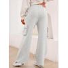 imageAleumdr Women High Waisted Drawstring Wide Leg Cargo Pants 2025 Trendy Casual Baggy Joggers Pants with PocketsLight Grey
