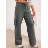 imageAleumdr Women High Waisted Drawstring Wide Leg Cargo Pants 2025 Trendy Casual Baggy Joggers Pants with PocketsMedium Grey