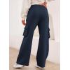 imageAleumdr Women High Waisted Drawstring Wide Leg Cargo Pants 2025 Trendy Casual Baggy Joggers Pants with PocketsNavy Blue