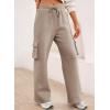 imageAleumdr Women High Waisted Drawstring Wide Leg Cargo Pants 2025 Trendy Casual Baggy Joggers Pants with PocketsSimply Taupe