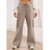 imageAleumdr Women High Waisted Drawstring Wide Leg Cargo Pants 2025 Trendy Casual Baggy Joggers Pants with PocketsSimply Taupe