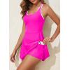 imageAleumdr Women One Piece Swimsuit Skirt Tummy Control Bathing Suit Color Block Swim Dress Swimwear with PocketsHot Pink